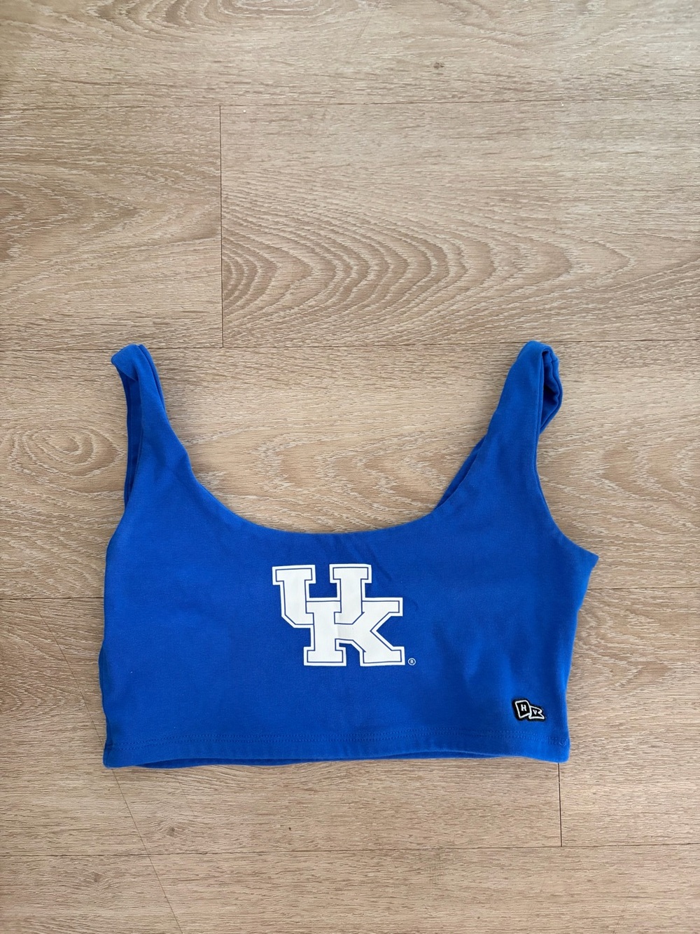 University Crop Tank Top in Blue with White UK Logo